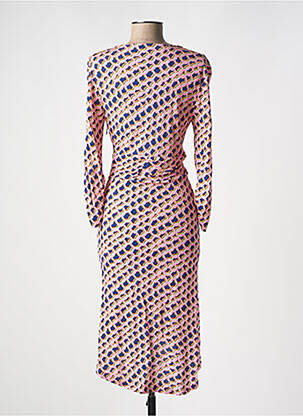 Robe mi-longue imprimé fantaisie manches longues rose DIANE VON FURSTENBERG femme