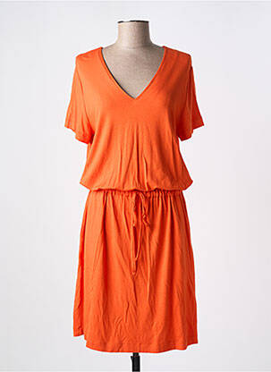 Robe mi-longue manches courtes manches courtes orange LA FEE MARABOUTEE femme