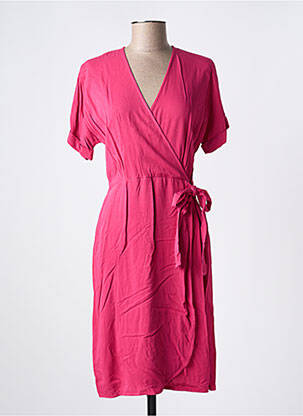 Robe mi-longue manches courtes manches courtes rose LA FEE MARABOUTEE femme