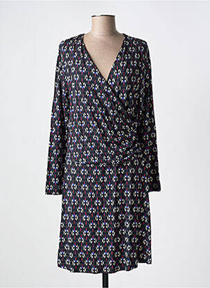 Robe mi-longue imprimé fantaisie manches longues noir LA FEE MARABOUTEE femme