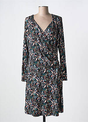 Robe mi-longue imprimé fantaisie manches longues noir LA FEE MARABOUTEE femme