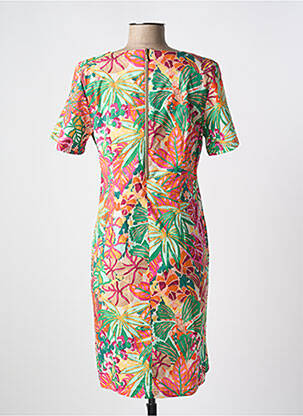 Robe mi-longue imprimé fantaisie manches courtes vert SIGNE NATURE femme