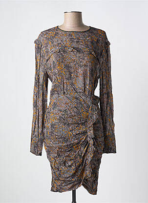 Robe mi-longue imprimé fantaisie manches longues gris ISABEL MARANT femme