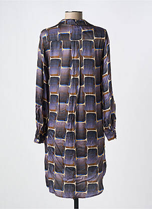 Robe mi-longue imprimé fantaisie manches longues bleu O'MER femme