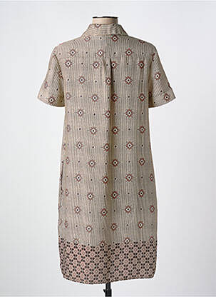 Robe mi-longue imprimé fantaisie manches courtes marron LA FEE MARABOUTEE femme