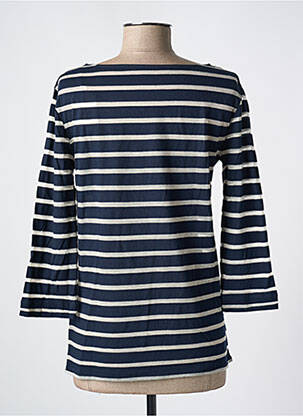 Top col rond manches longues bleu MAJESTIC FILATURES femme
