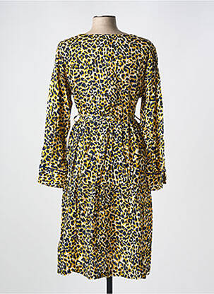 Robe mi-longue imprimé fantaisie manches longues jaune STELLA FOREST femme