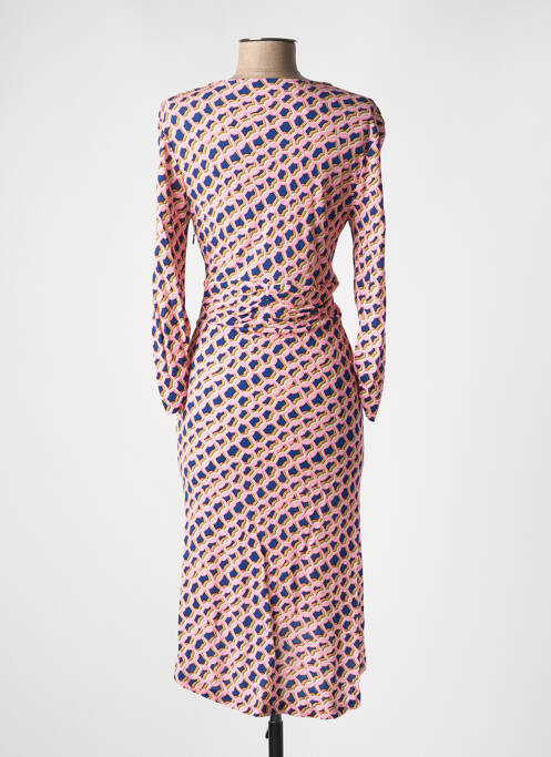Robe mi-longue imprimé fantaisie manches longues rose DIANE VON FURSTENBERG femme