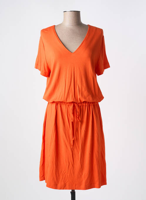 Robe mi-longue manches courtes manches courtes orange LA FEE MARABOUTEE femme