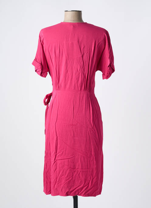Robe mi-longue manches courtes manches courtes rose LA FEE MARABOUTEE femme