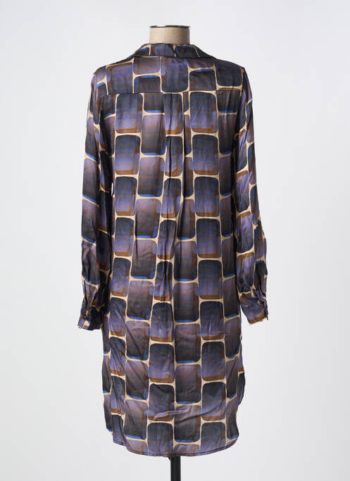 Robe mi-longue imprimé fantaisie manches longues bleu O'MER femme