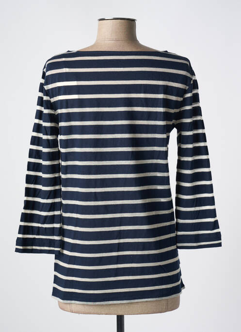 Top col rond manches longues bleu MAJESTIC FILATURES femme