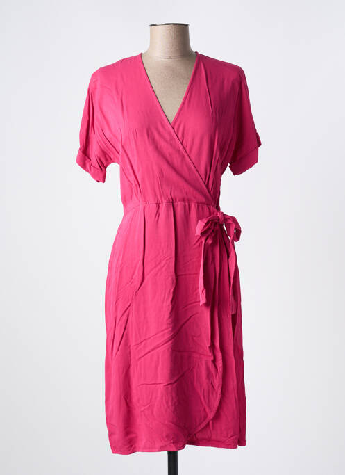 Robe mi-longue rose LA FEE MARABOUTEE pour femme