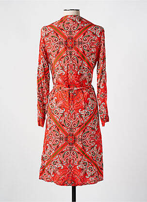 Robe mi-longue imprimé fantaisie manches longues rouge LA FEE MARABOUTEE femme