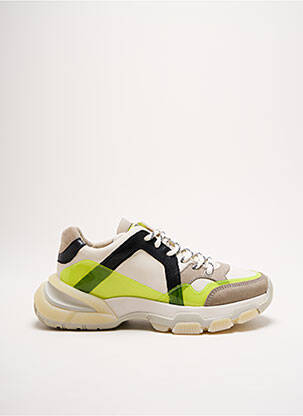 Baskets matière lisse talon de 4 à 6cm jaune BRONX femme