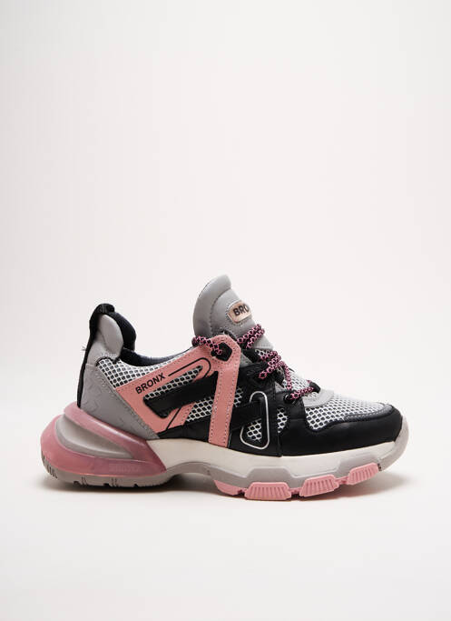 Baskets tissage satiné talon de 4 à 6cm rose BRONX femme