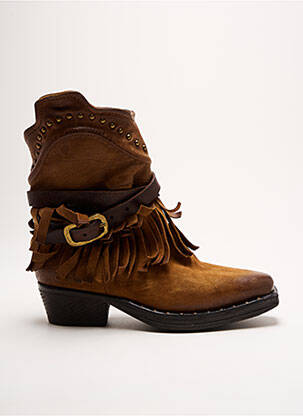 Bottines/boots tissage satiné talon de 4 à 6cm marron A.S.98 femme