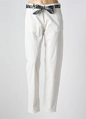 Pantalon droit fermeture zippée sous rabat boutonné blanc KAPORAL femme