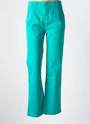 Pantalon droit fermeture zippée sous rabat boutonné vert JANIS & JOHN femme