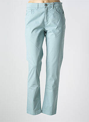 Pantalon droit fermeture zippée sous rabat boutonné bleu TBS femme