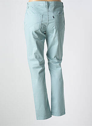 Pantalon droit fermeture zippée sous rabat boutonné bleu TBS femme