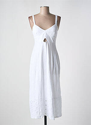 Robe mi-longue col v fines bretelles blanc DESIGUAL femme