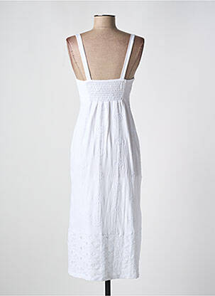 Robe mi-longue col v fines bretelles blanc DESIGUAL femme