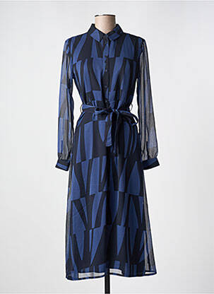 Robe mi-longue imprimé fantaisie manches longues bleu STREET ONE femme