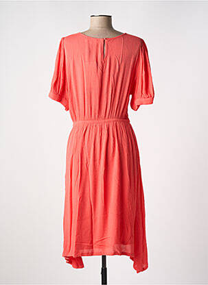 Robe mi-longue tissage crêpe manches courtes orange KAFFE femme