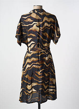 Robe mi-longue manches courtes manches courtes marron KAFFE femme