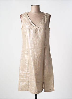 Robe mi-longue sans manche sans manche beige MALOKA femme