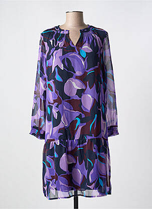 Robe mi-longue imprimé fleurs manches longues violet STREET ONE femme