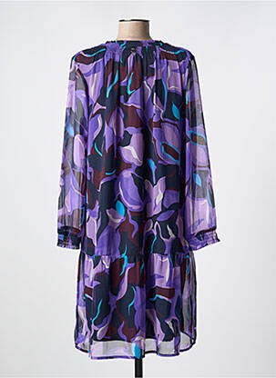 Robe mi-longue imprimé fleurs manches longues violet STREET ONE femme