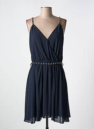 Robe courte fermeture zippée au dos fines bretelles bleu MORGAN femme