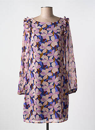 Robe courte fermeture zippée au dos manches longues rose MOLLY BRACKEN femme