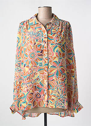Chemisier imprimé fleurs manches longues orange MOLLY BRACKEN femme
