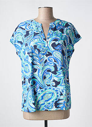 Blouse tissage popeline manches courtes bleu STREET ONE femme