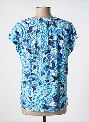 Blouse tissage popeline manches courtes bleu STREET ONE femme