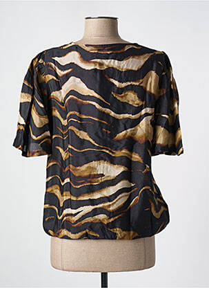 Blouse col v manches courtes marron KAFFE femme