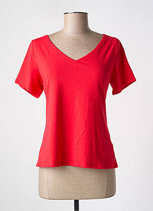 T-shirt col v manches courtes rouge MOLLY BRACKEN femme