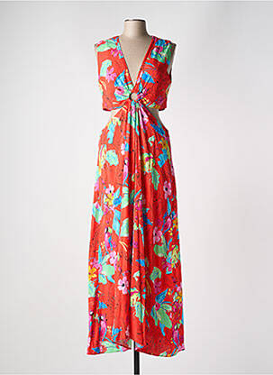 Robe longue imprimé fleurs sans manche orange DESIGUAL femme