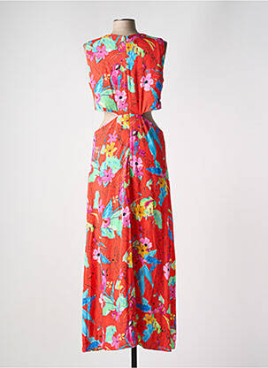 Robe longue imprimé fleurs sans manche orange DESIGUAL femme