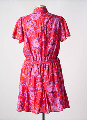 Robe mi-longue imprimé fleurs manches courtes rouge MORGAN femme