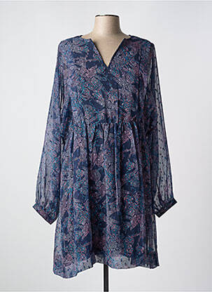 Robe mi-longue imprimé fantaisie manches longues bleu TIFFOSI femme