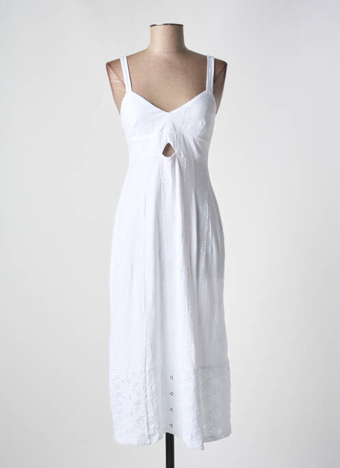 Robe mi-longue col v fines bretelles blanc DESIGUAL femme