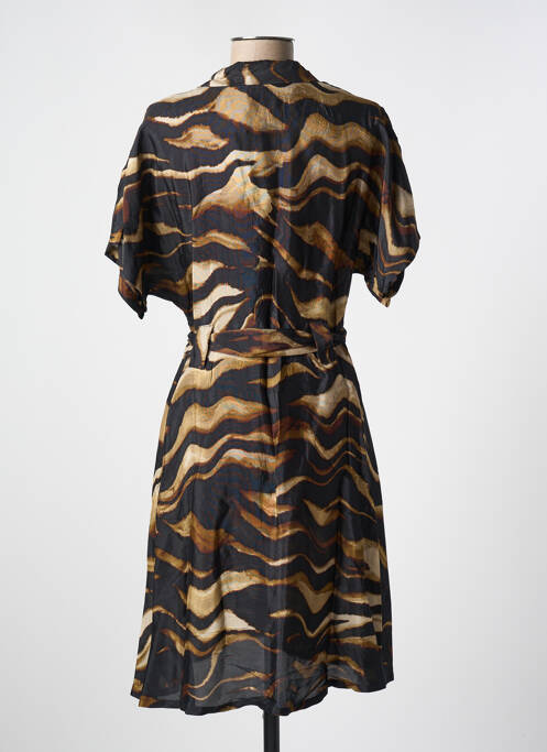 Robe mi-longue manches courtes manches courtes marron KAFFE femme