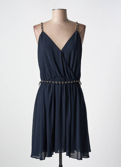 Robe courte fermeture zippée au dos fines bretelles bleu MORGAN femme