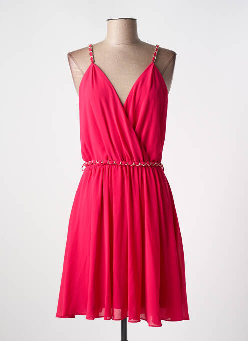 Robe courte fermeture zippée au dos fines bretelles rouge MORGAN femme
