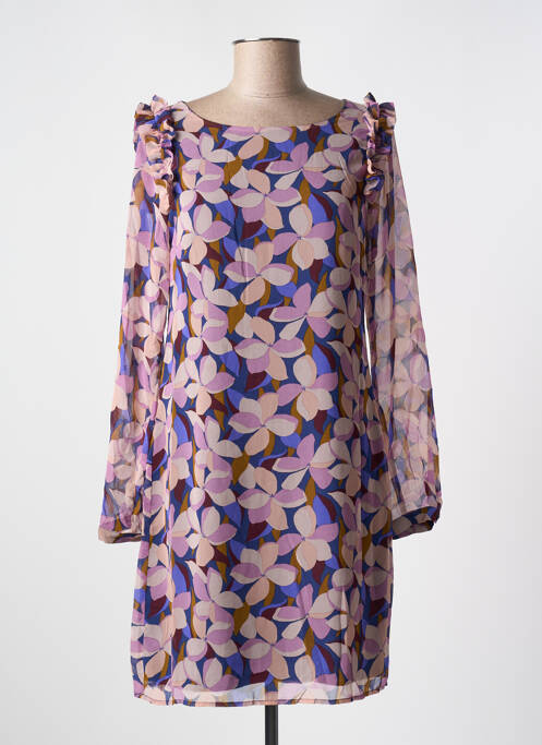 Robe courte fermeture zippée au dos manches longues rose MOLLY BRACKEN femme