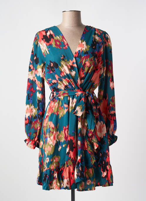Robe courte manches longues manches longues vert PAPILLONNE femme
